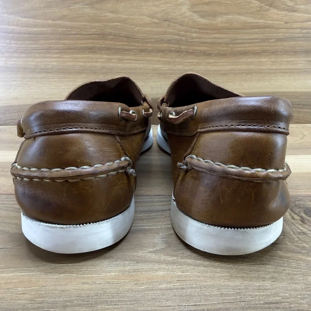 Allen Edmonds Kirkwood Boat Shoes Mens 8 D Brown Leather Moc Toe Casual Everyday